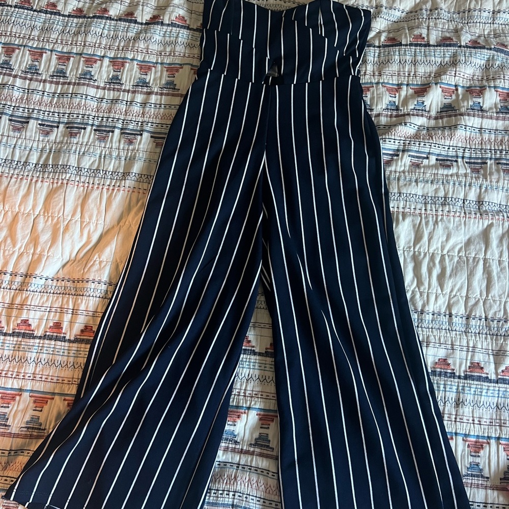 Striped Navy Jumpsuit